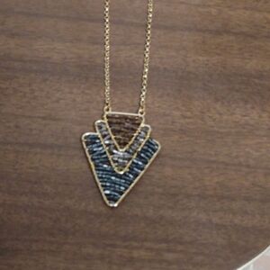 Gold and Black Arrow Head Style Pendant Necklace